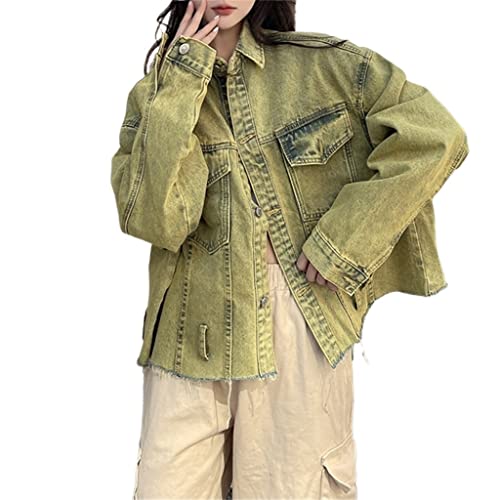TJLSS Chaqueta Vaquera for Mujer, Chaquetas Vaqueras Sueltas, Abrigos, Tops de Manga Larga de otoño for Mujer (Color : Black-Blue Exorcist1, Size : M)