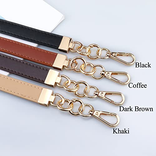 BEAULEGAN Leather Handbag Handles - Short Strap Replacement for Shoulder Bags 2 PCS, 60 cm Long (Black/Gold) - Image 3