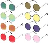 HAKOTOM 8pcs Gafas Sol Disfraz Accesorio Hippies de Marco Metálico Lente Colorido Amarillo Estilo Vintage Diseño Retro para Mujeres Hombres en Carnival Fiestas Baile de Disfraz Accesorio de Moda