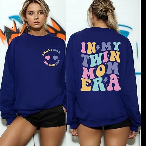 Generic Unisex Adult Twin Mom Sweatshirt, Twin Mom Club Sweater, Gift Color, Small, Letter Print, Crew Neck, Long Sleeve, Machine Washable4