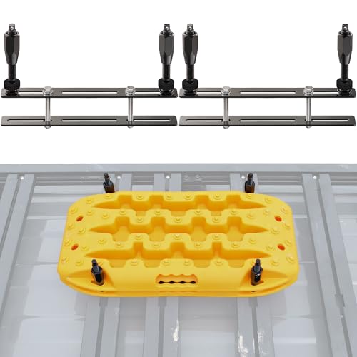 SAMOUT Recovery Board Mount Kit Universal Bracket for Traction Tracks Adjustable DIY Lockable Pin Set for Roof Rack Crossbar & Cargo Basket