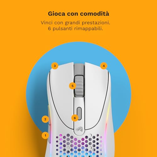 Glorious Gaming Model D 2 Mouse da gaming senza fili - erg., superlegg. 66 g, durata batt. 210 h, sens. ottico 26.000, 6 tasti programm., ciclo vita 80 milioni clic, sparatutto, MMO, MOBA - Bianco - Mouse gaming - Immagine 3