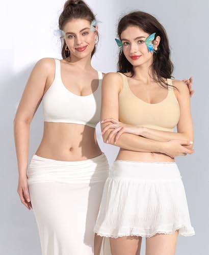 Image of Wireless Sewn in Padded Bras for Women Comfortable Full Coverage Bralettes No Underwire Everyday Tshirt Bra