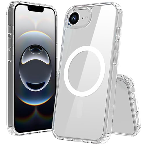 Image of FanTEK Phone Case Compatible with iPhone 16e 6.1 Inch, Magnetic Case Clear Protective Bumper Hard Back Cover