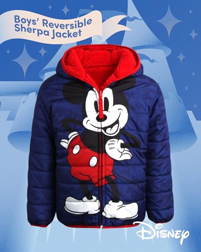 Disney Boys' Jacket - Mickey Mouse Full Zip Up Jacket with Sherpa Lining - Reversible Warm Sherpa Jacket for Boys (3T-6)2
