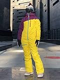  Traje De Esquí para Mujer, Damas De Invierno Snowsuit, Una Sola Pieza, Impermeable A Prueba De Viento, A Prueba De Viento, Deportes Al Aire Libre, Mejor para El Snowboard De Invierno,Amarillo,S