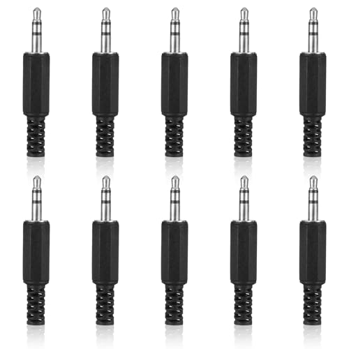 10PCS 3.5mm Replacement Repair Plug TRS 3 Pole Stereo Males Plugs Adapter 1/8' Earphone Jack Adapters Jack TRS Mono Male Plugs 3.5mm Solder Type DIY Audio Cable Connector for Audio Cable Repair