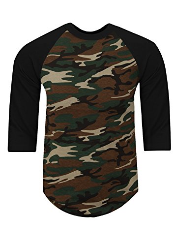 Fitscloth Menâ€™s Baseball Raglan Shirt â€“ Classic 3/4 Sleeve Casual Cotton Tee Top Sport Active Athletic Jersey Tshirt Regular Big RA4602 C.Green/BLK 3X