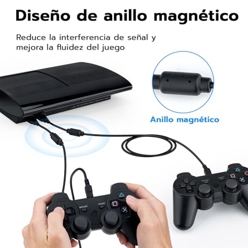 Mcbazel 2pcs Cable de Carga PS3 Mini USB 3M,Cable de Conexión y Carga USB-A a USB Mini para Dispositivos Puerto Mini USB Mando de PS3, Disco Duro Externo, Micrófono - Negro - imagen 3