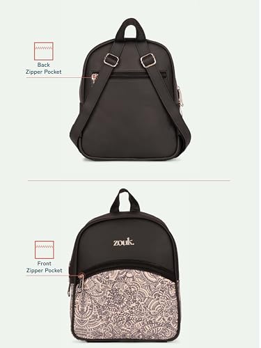 Image of ZOUK Dalila Mini Daypack | Stylish Small Backpack for Women | Compact | Bag for Girls | Daily College Use | Travel Day Pack | Vegan Leather | Handcrafted | Water-Resistant