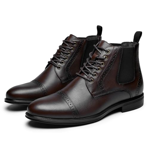 Image of ArcBrothers Men's Chelsea Boots, Relaxed Fit Roomy Toe Box Design, Premium Leather Slip-on Ankle Boots, All-Day Comfort