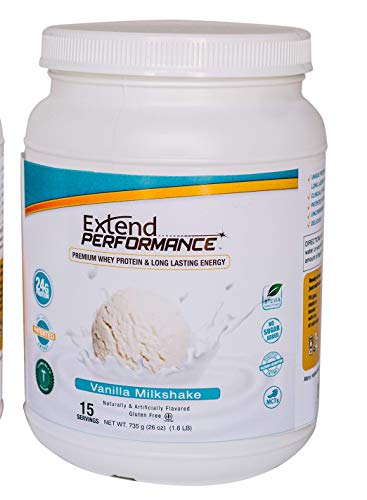 Extend Performance Whey Protein Long Lasting Energy, 24g Protein, Vanilla Milkshake (15 Servings)