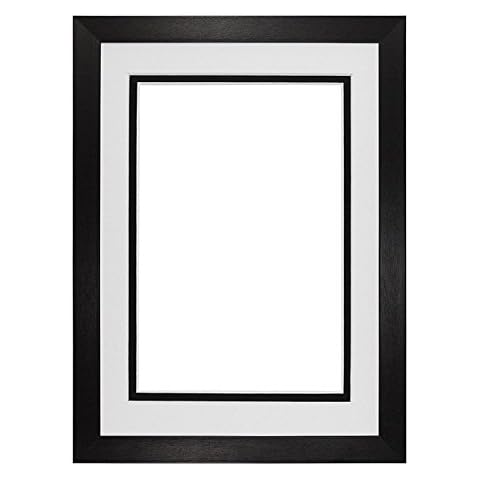 Memory Box Brushed Black Double Mount Photo frame/picture frame/poster frame with Real Glass - White on Black Mount - 12"x10" for 10''x8 pictures Cover