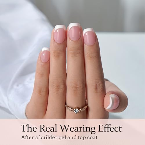 BTArtboxnails XCOATTIPS French Gel Nails - White French Tip Press on Nails Pink Extra Short Square Shape Nail Tips, Fake Nails Extensions Nail Art DIY - Image 4