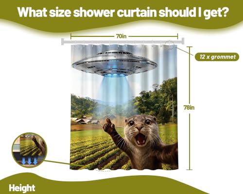 Image of Extra Long 78 Inchs Shower Curtain Extra Tall Funny Otter XL Fun Teen Shower Curtains for Large Bathroom Decor Sets, Waterproof Cloth Fabric with Hooks, 70 x 78 Inch