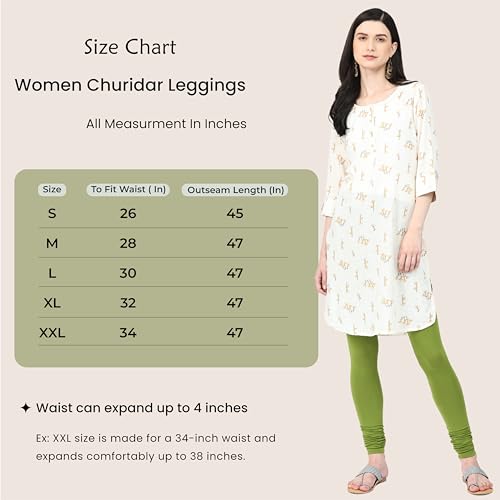 Image of Robinbosky Cotton Churidhar Leggings for Women - Stylish, Stretchable & Flattering Fit for All-Day Comfort