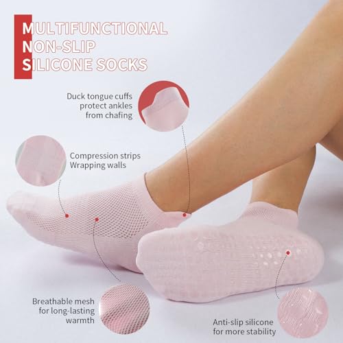 Pilates Socks for Women - Non Slip Grip Socks for Yoga 4 Pairs for Ballet,Plasticity,Dance,Home,Training3