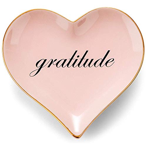 Product Image of the Heart Ring Dish, Gratitude Trinket Dish (Pink), Perfect Thank You Gifts for Women, Mom Gifts for Birthday, Jewelry Dish /Ring Holder for Jewelry by The People’s Emporia, in a Stylish Black Gift Box