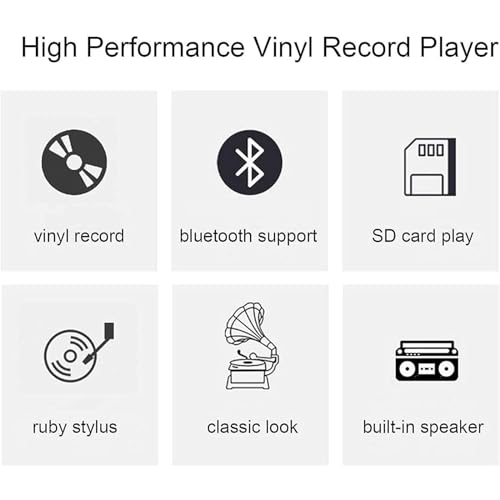 Tourne-Disque Vinyle, avec Tourne-Disque Vintage Bluetooth en Forme De Corne,La Vitesse Réglable À Trois Vitesses Prend en Charge 33% 8 Vitesses Différentes - Les Beatles, Paul McCartney, John Lennon, RIngo Starr, George Harrison Tourne-Disque Vinyle, avec Tourne-Disque Vintage Bluetooth en Forme De Corne,La Vitesse Réglable À Trois Vitesses Prend en Charge 33% 8 Vitesses Différentes – Image 4