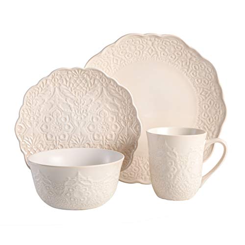 Gibson Elite Portina 16 Piece Dinnerware Set, Cream The Home Kitchen