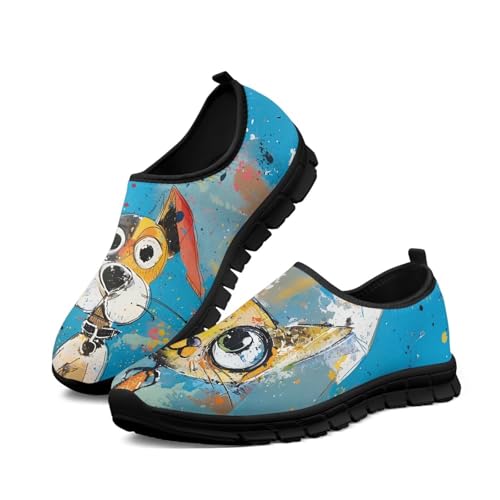 Women's Art Pattern Slip-On Sneakers Casual Low-Top Loafers Flat Shoes Lightweight Soft Shoes Non-Slip Workout Travel Shoes US Size 5.5-11.52