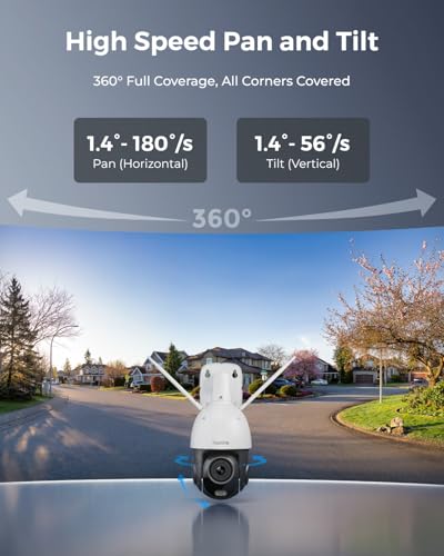 Reolink 4K 8MP Dual-Band Wi-Fi 6 PTZ Security Camera with 5X Optical Zoom, High-Speed 360° Pan & 90° Tilt, Auto Tracking, Color/Infrared Night Vision, Two-Way Audio, Smart Detection, RLC-823S1W