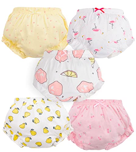 Baby Girls Underwear 12-18 Months Cotton Bloomers Brief Set, Kids Cool Breathable Comfort Panty - Toddler Undies Cute Diaper Covers Multipacks, Soft and Wash Well