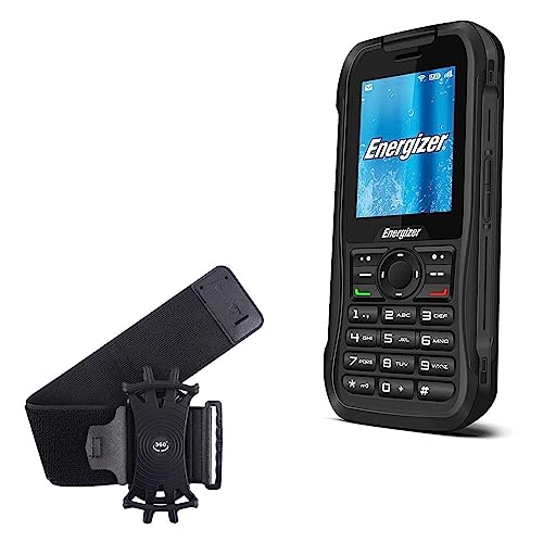 BoxWave Holster Compatible with Energizer Hardcase H240S - ActiveStretch Sport Armband, Adjustable Armband for Workout and Running - Jet Black