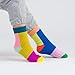 Verloop Mismatch House Socks - Unisex - Womens 6-9, Mens 5-7.5 - Fleece-lined - Slip-resistant - Rainbow