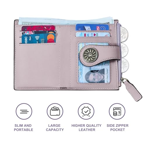 Tipmile Small Wallet for Women Bifold RFID Blocking Card Holder Leather Wallets with Zipper Coin Pocket