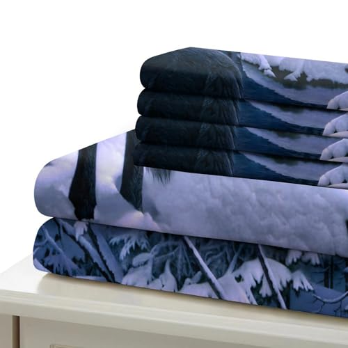 Parure de lit loup imprimé 3D housse de couette microfibre ultra douce et résistante