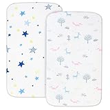 Muslin Bassinet Sheets Fit for AMKE 3 in 1, Besrey, Bellababy, Evolur Stellar, Milliard, TCBunny and Other Bedside Sleeper Bassinet - 2 Pack