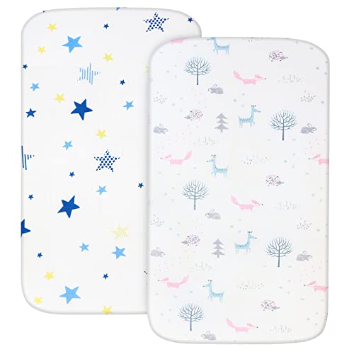 Image of Muslin Bassinet Sheets 20''x33'' Fit for Baby Delight, Mika Micky, Koolerthings (3 in 1), Maxi COSI, Angelbliss and Other Rectangle Bassinet Mattress, Ultra Soft and Breathable, 2 Pack