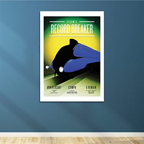 Affiche Mallard Steams Record Breaker encadrée petit format pour mur vide sans espace