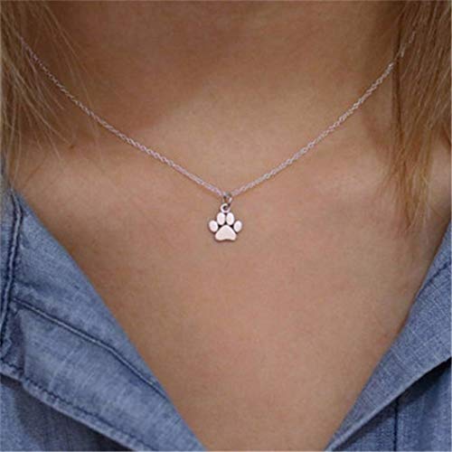 Shegirl Dog Cat Paw Necklace Lovely Animal Choker Necklace Silver Dainty Paw Print Pendant Necklace Minimalist Jewelry For Women And Girls #TOP2