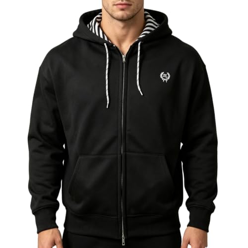 Mens Full Zip Hoodie Contrast Hood Kangaroo Pockets Streetwear Sweatshirt - image 1