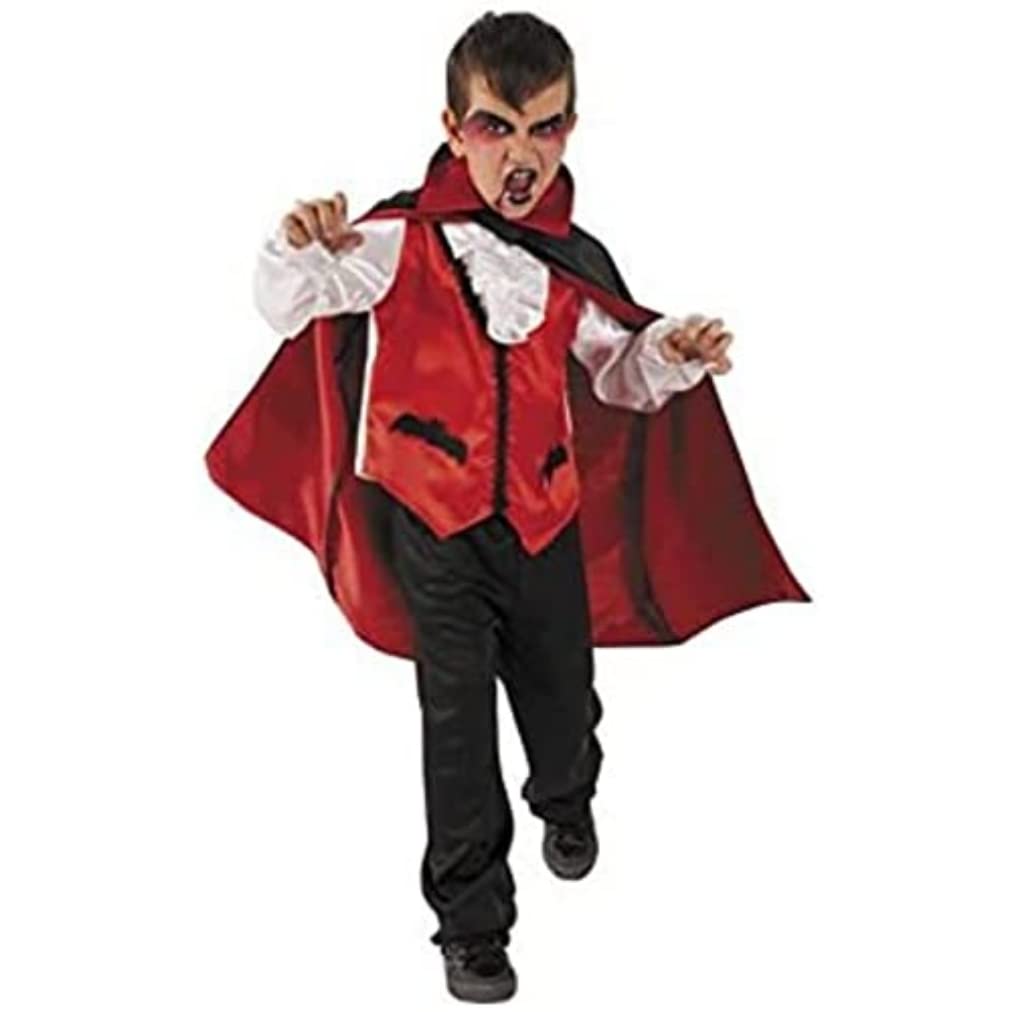 Rubies Disfraz Conde Drácula para niños y niñas, Camisa con chorrera, chaleco, pantalones y capa, Vampiro, Murcielago, Halloween, Cosplay y Fiestas