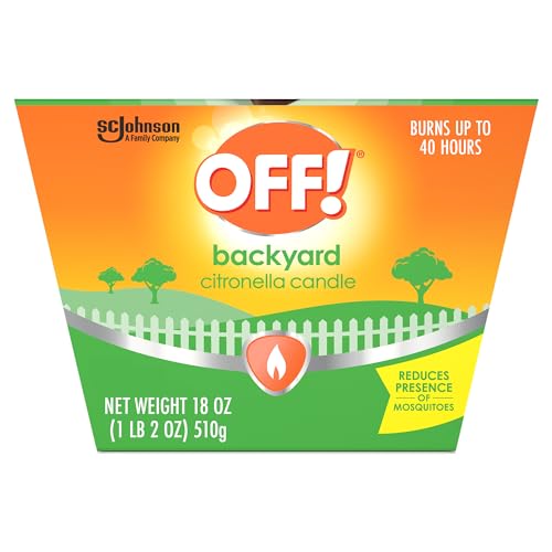 OFF! Scented Citronella Candle, 18 oz, 1 CT, Backyard Outdoor Candle, Burn Time up to 40 Hours, Provides Ambiance and a Gentle Glow for Outdoor Occasions