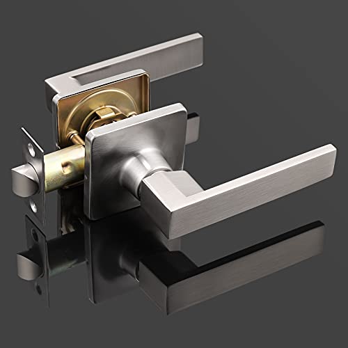 Gobekor 5 Pack Brushed Nickel Passage Door Levers Interior Door Handles For Hallway Square Closet Door Lock Keyless Straight Lever Door Handles #TOP1