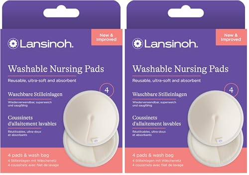 Lansinoh I Coussinets d'allaitement lavables x4 (Lot de 2)