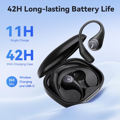 Image of EarFun OpenJump Open Ear Headphones, Wireless Earbuds with Ergonomic Earhook, Hi-Res Sound, LDAC, 4 Mics ENC Call, 42H Playtime, Multipoint Connection, IPX7 Waterproof, Snug Fit for Workout, Running