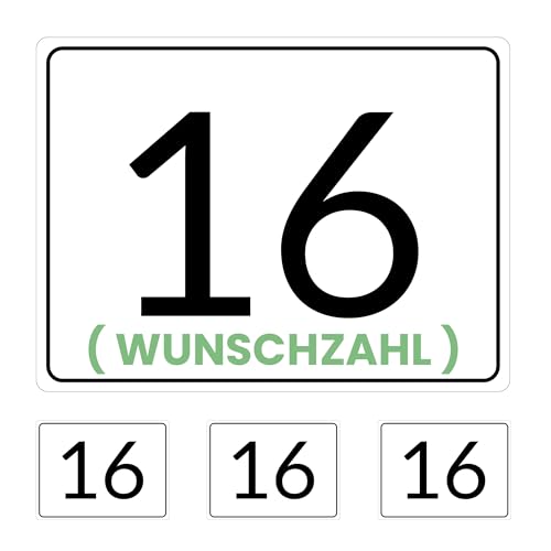 4 Stück Mülltonnenaufkleber je 12x9cm individuelle Zahlen selbstklebender wetterfester Aufkleber für Mülltonnen personalisierbare Hausnummer