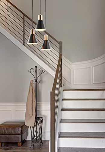 Jonathan Y Jyl6133A Apollo 15" 3-Light Metal Cluster Led Pendant, Contemporary, Modern, Office, Living Room, Family Room, Dining Room, Kitchen, Bedroom, Hallway, Foyer, Black/Brass Gold #TOP3