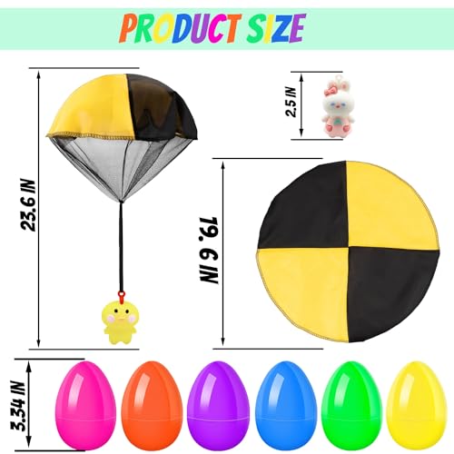 NAISEN 6 Pack Prefilled Easter Eggs with Parachute Toys Inside, Easter Basket Stuffers for Kids with Hand Throw Flying Toys, Boys Girls Easter Egg Fillers Gifts, Easter Party Favor