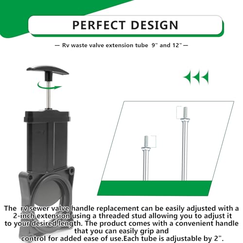 Image of Rv Waste Valve Extension Tube 9 inch and 12 inch,rv Sewer Valve Handle,4-Pack | Compatible with Valterra /Camco Waste Valve and Other Standard Waste Gate Valves
