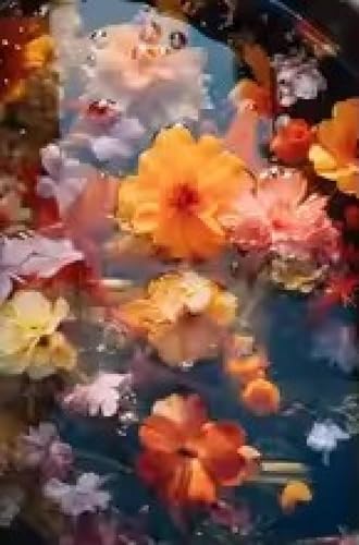 Fleurs colorées dans l'eau peinture murale poétique de 80x120