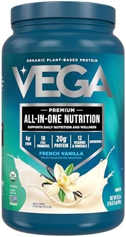 Vega Organic All-in-One Vegan Protein Powder, French Vanilla -Sup...