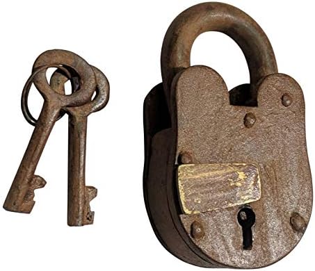 Adonai Hardware Jehonathan Handmade Antique Iron Padlock (55mm, Rust Living Finish)- Supplied as 2 Pieces per Pack