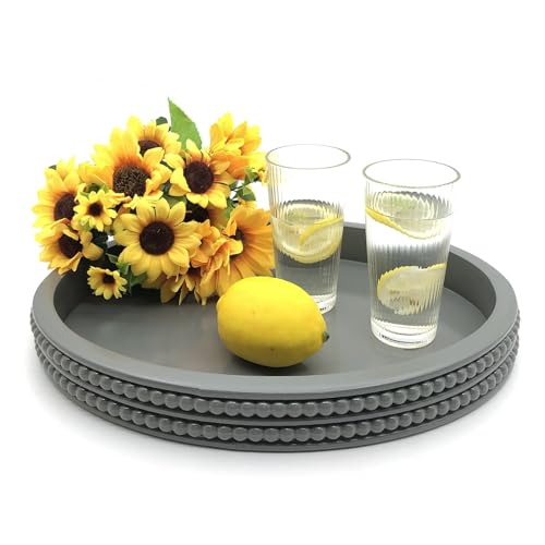 Bandeja ovalada de madera Carah & Cossh decorativa moderna de 16x12 pulgadas 3