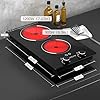 110v Electric Cooktop 2 Burners, 12'' Electric Stove Top with Plug in, Knob Control Countertop & Built-in Ceramic Cooktop, 9 Power Levels, Child Lock, Timer, Over-Heat Protection